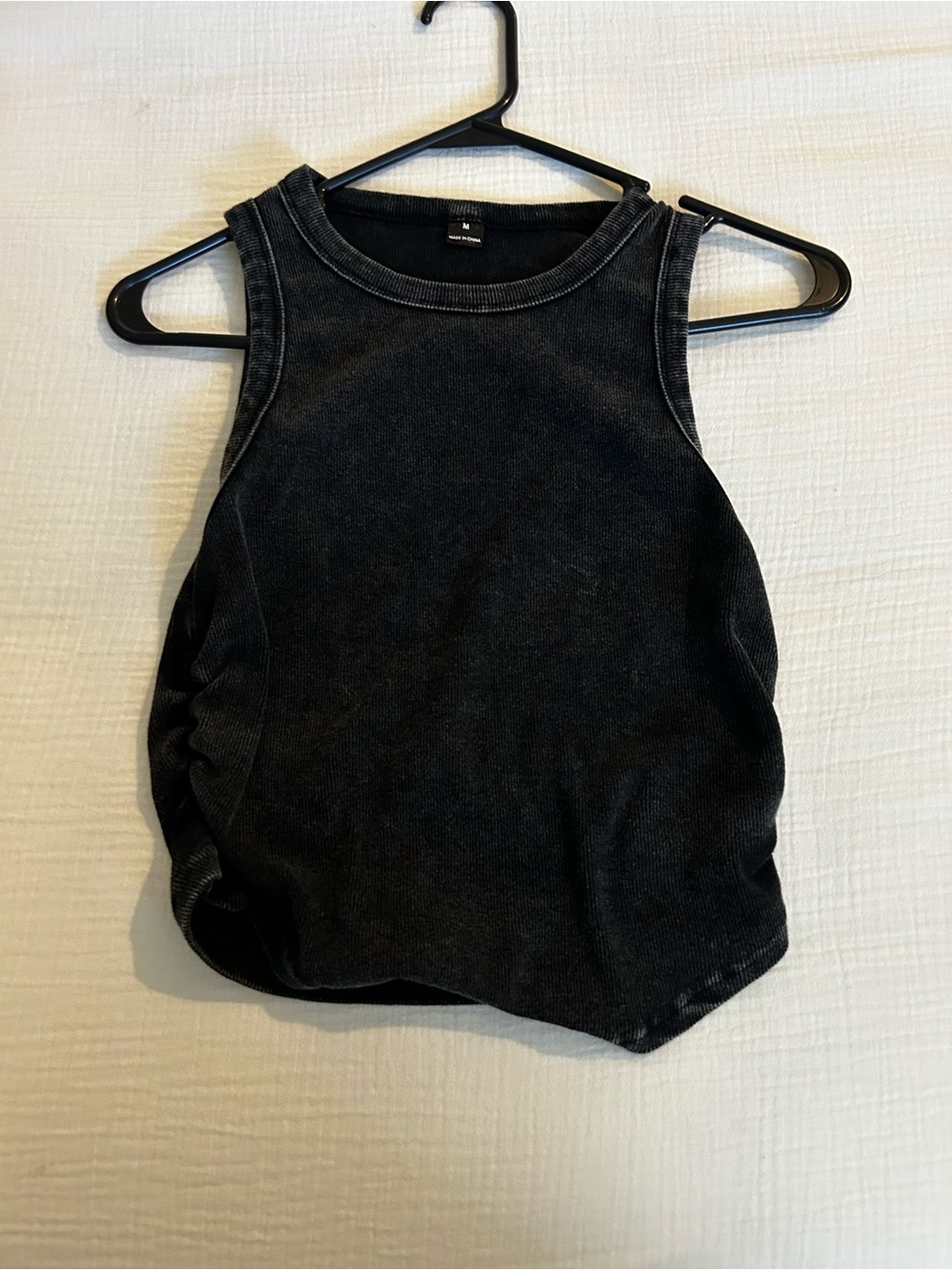 Black Sleeveless Ribbed Tank Top